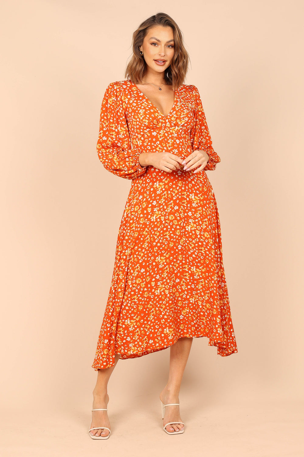 orange floral dress
